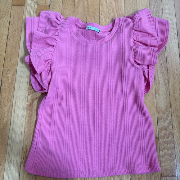 Zara Pink Crew Neck Sweater with Ribbed Texture - Picture 2 of 2